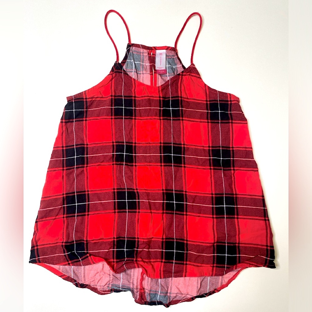 No boundaries Red Plaid Halter Top size XS (1) women/juniors